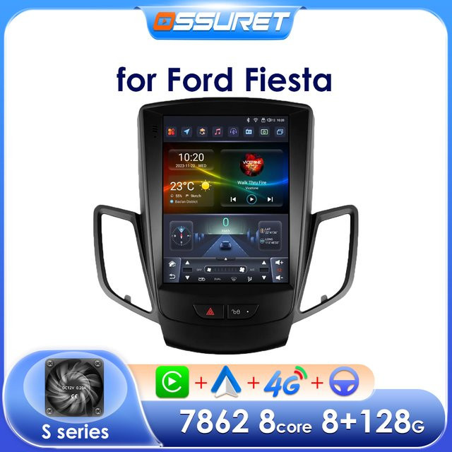 OSSURET Android Autoradio für Ford Fiesta 2009-2017 mit 9.7 Zoll vertikalem Touchscreen, Multimedia Video, GPS und Carplay in Schwarz - Bild 1