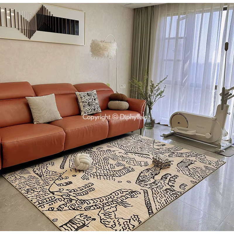 Diphylleia Italien moderner abstrakter Teppich mit Berg- und Tiger-Motiv in Beige - Bild 2
