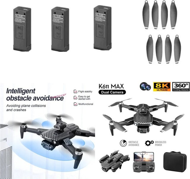 Tccicadas K611MAX RC Drohnen Ersatzbatterie und Propeller Set, Schwarz, 3,7 V 1800 mAh - Bild 1
