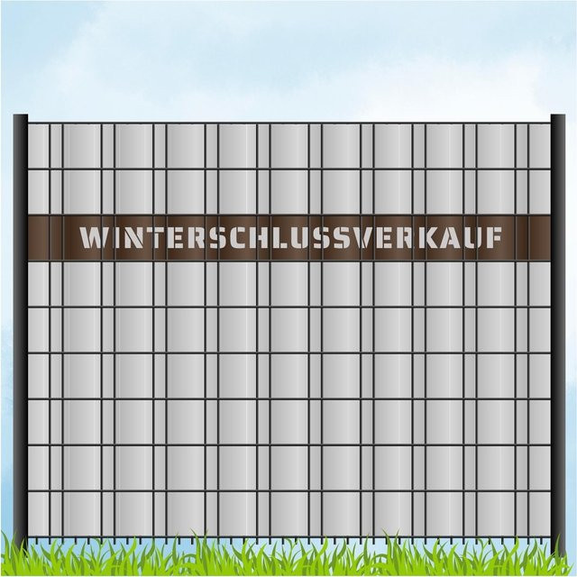 zaun zu® Sichtschutzstreifen aus PVC mit Laser Beschriftung Winterschlussverkauf in Braun, Länge: 2,55 m - Bild 1