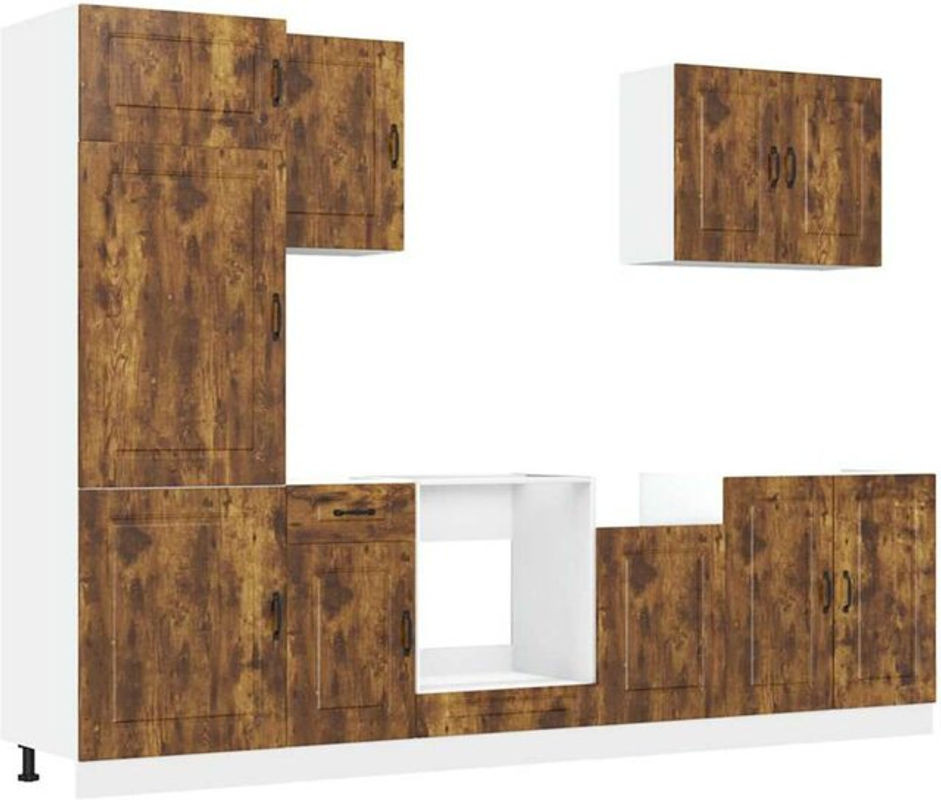 Vidaxl Küchenschrank-Set Kalmar Küchenzeile aus Holzwerkstoff in Braun, 7-teilig - Bild 1