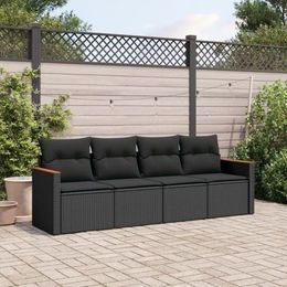 Vidaxl Garten-Sitzgruppe aus schwarzem PE-Rattan mit Kissen für Erwachsene, modern und stabil - Bild 1