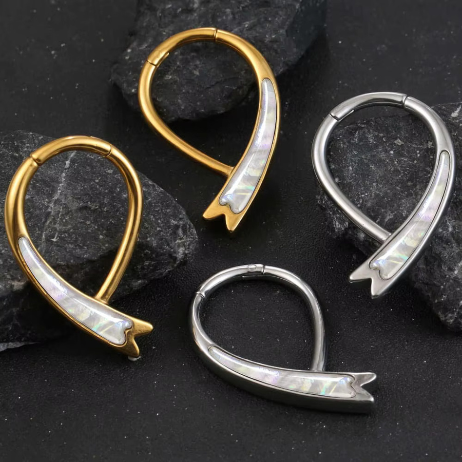 Giga Ohrgewichte, weiße Muschel-Tunnel-Plugs, Edelstahl, 4 mm, Unisex - Bild 1