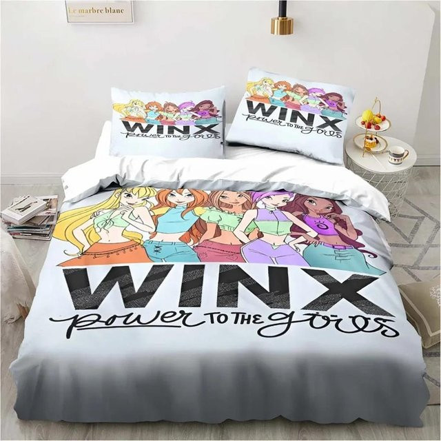 Winx Anime Kawaii Bettwäsche Set aus Mikrofaser, 3-teilig, Mehrfarbig, B/H: 200 x 230 cm - Bild 1