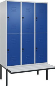 C+P Doppelstock-Spind Classic PLUS Sitzbank mit 3 Abteilen und Sicherheits-Drehriegel, B/T/H: 212 x 120 x 81,5 cm - Bild 1
