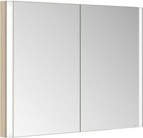 Keuco Spiegelschrank Somaris 2-türig in Ei hell Dekor mit LED-Beleuchtung, Sensor-Schalter und Rasierfach, Wandeinbau, B: 100 cm, H: 71 cm, T: 11,5 cm - Bild 1