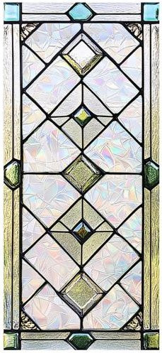 VividHive Buntglas Fenster Sichtschutzfolie Vintage Dekorativ Frosted Statisch Haftend in Bunt und Weiß - Bild 1