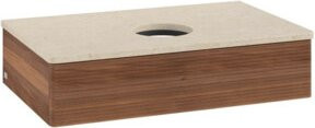 V&B Waschtischunterschrank Antao mit Frontstruktur und Beleuchtung in Walnut, B/T/H: 80 x 50 x 19 cm - Bild 1