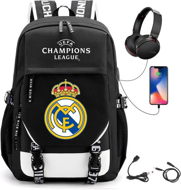 3-teiliges Schulrucksack-Set in Schwarz aus Oxford-Stoff mit großem Fassungsvermögen inklusive Federmäppchen und Schultergurt - Bild 1