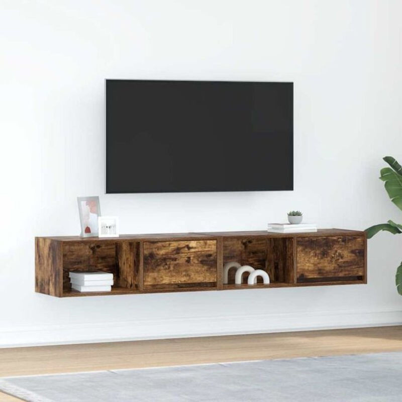 Vidaxl TV-Schrank Set aus Holzwerkstoff in Räuchereiche, 2 Stück, B/T/H: 80 x 31 x 25,5 cm - Bild 1