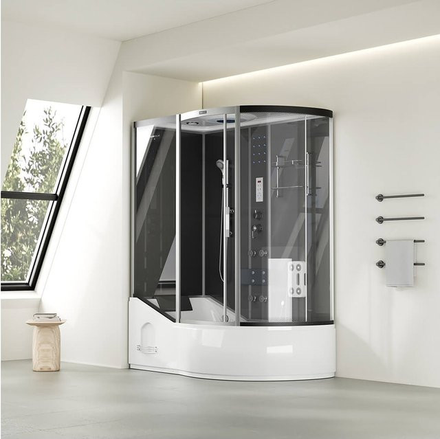 HOME DELUXE Duschkabine mit Badewanne ALLIN 2IN1 Schwarz Rechts B/T: 170 x 90 cm - Bild 1
