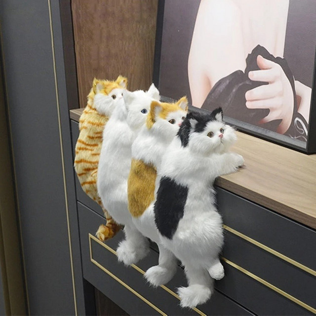 Katze Plüsch Puppe, Kuscheltier, hanging, schwarz, weiß - Bild 1