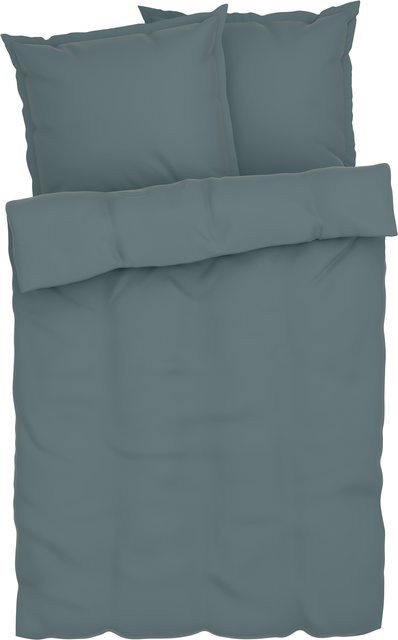 LIVARNO HOME Lyocell-Satin-Bettwäsche Set aus Baumwolle und Lyocell Tencel in Grau, Bettbezug 200 x 220 cm und 2x Kissenbezug 80 x 80 cm - Bild 1
