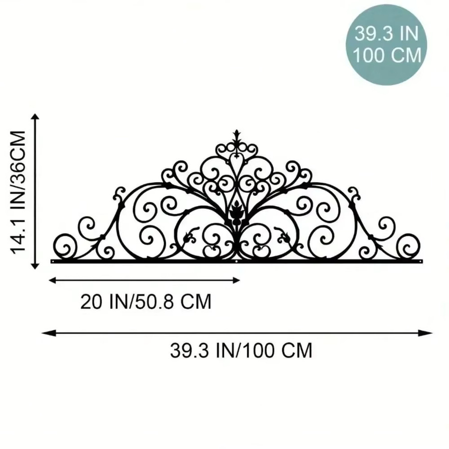 CIFBUY Wandkunst aus Metall in Schwarz mit floralem Design und Vintage-Blumenornamenten - Bild 3
