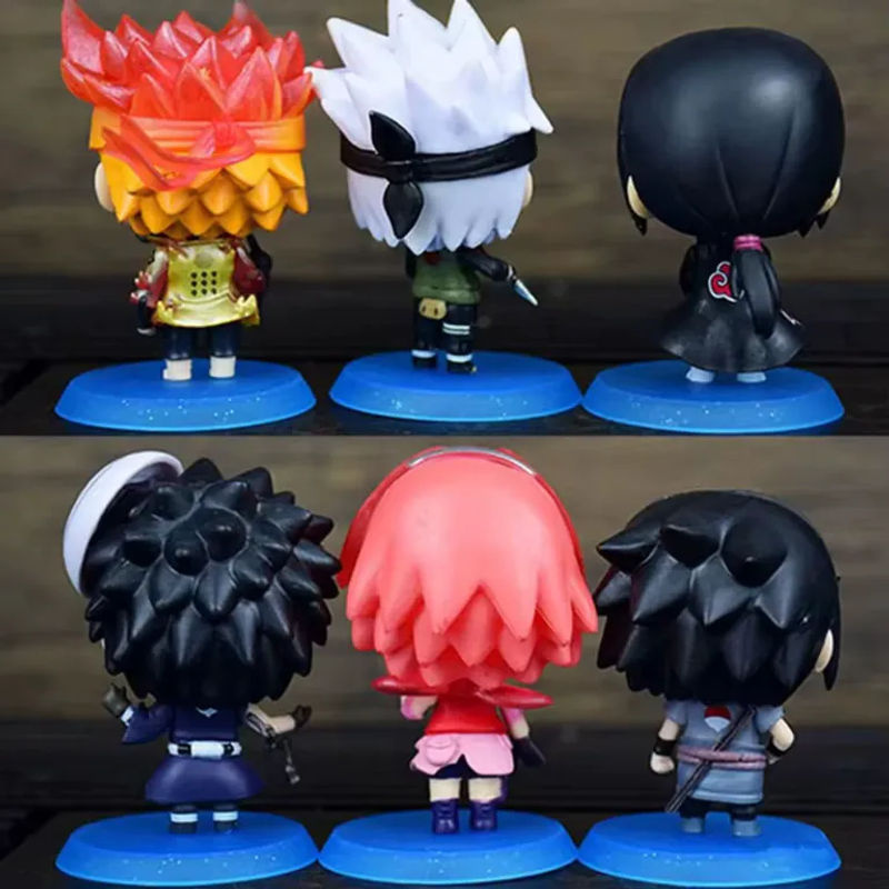 6-teiliges Bandai Naruto Actionfiguren-Set mit Sasuke, Kakashi und weiteren Charakteren, mehrfarbige Kunststoff-Dekorationsfiguren für Fans - Bild 3