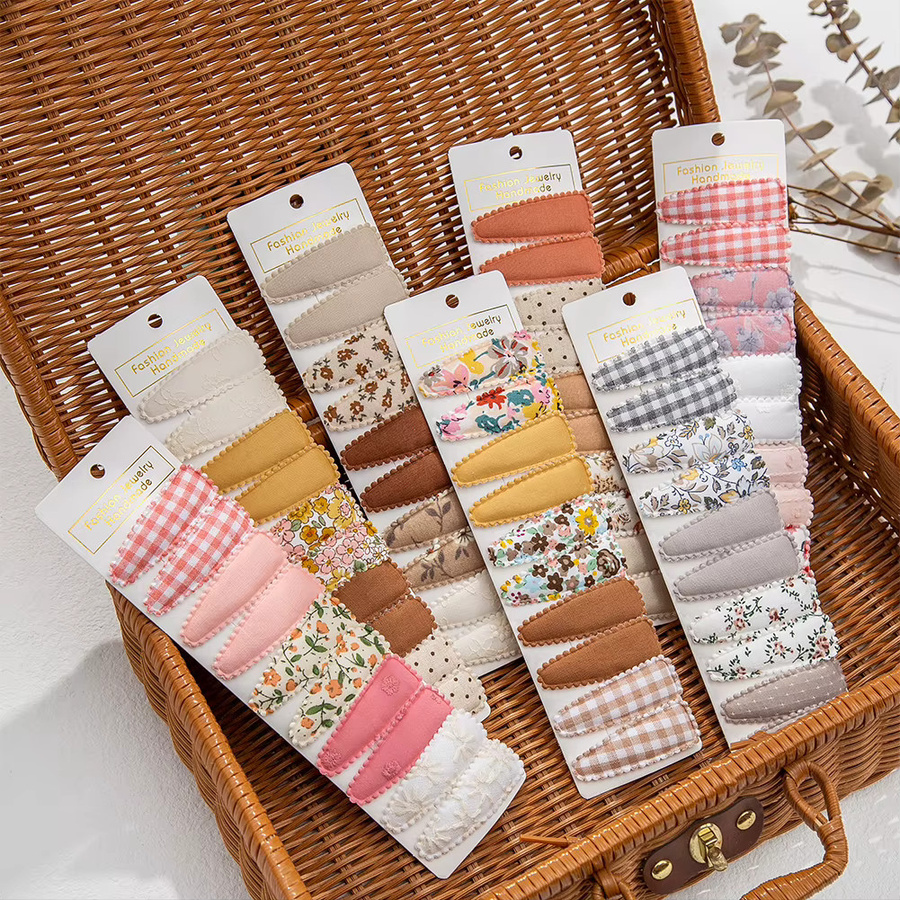 QueenBaby Haarspangen, Blumen, Baumwolle, Plaid, Kinder - Bild 2