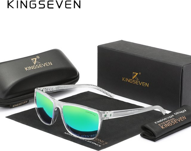 KINGSEVEN Sonnenbrille, Vollrand, rechteckig, grün, polarisiert, Herren - Bild 1
