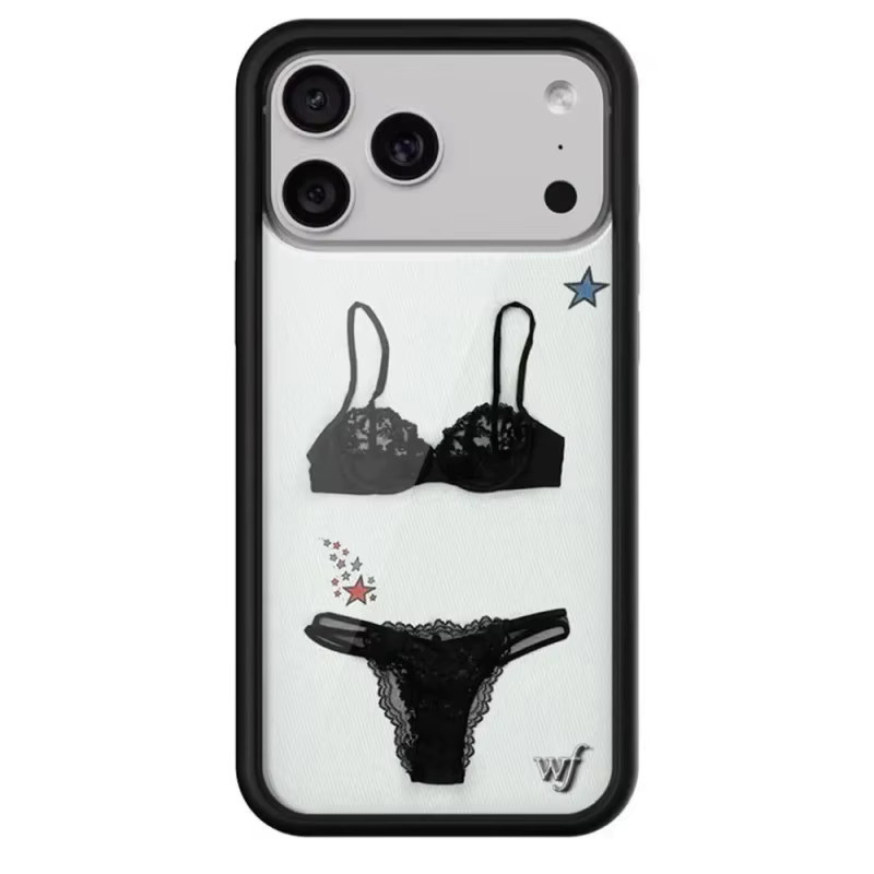 Wildflower Pony Dreams Handyhülle für iPhone 17 16 15 14 13 12 Pro Max in Black Lace Lover BH Polka Dots Design, Farbe: Schwarz - Bild 2