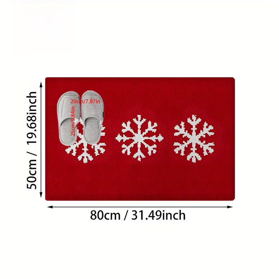 VIKAMA Rutschfeste Badezimmer Bodenmatte mit Weihnachten Schneeflocken Motiv in Rot und Weiß - Bild 5