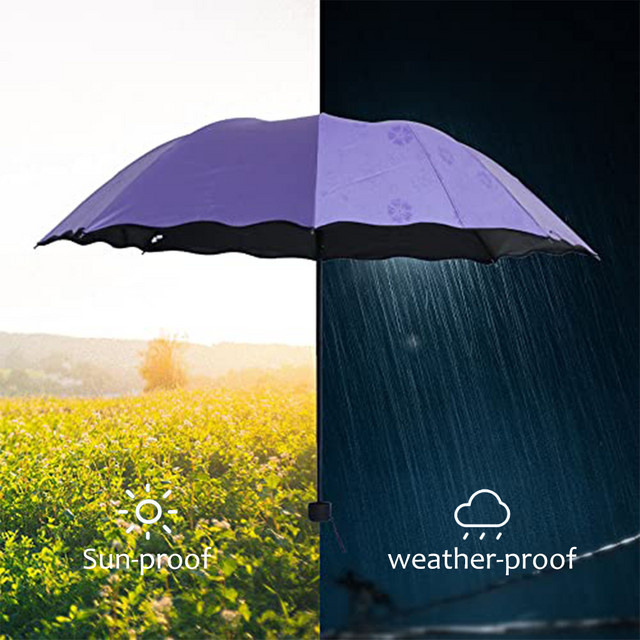 Magischer Klappregenschirm mit Regenwassermuster und UV-Schutz für Outdoor und Sport in Rot und Lila - Bild 1