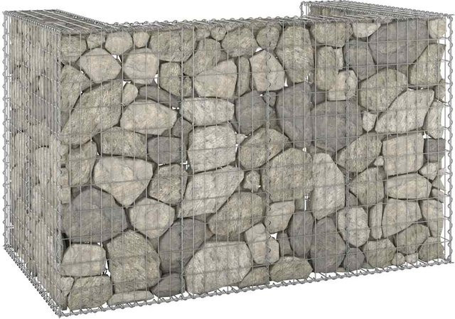 vidaXL Gabionenwand für Mülltonnen aus verzinktem Stahl in Silber, B/T/H: 180 x 100 x 110 cm - Bild 2