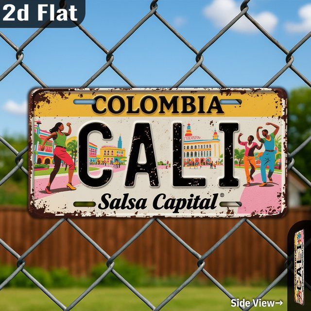CIFBUY Vintage Metall-Nummernschild Colombia Cali Aluminium-Wanddekoration, B: 30,48 cm, H: 15,24 cm, Mehrfarbig - Bild 1