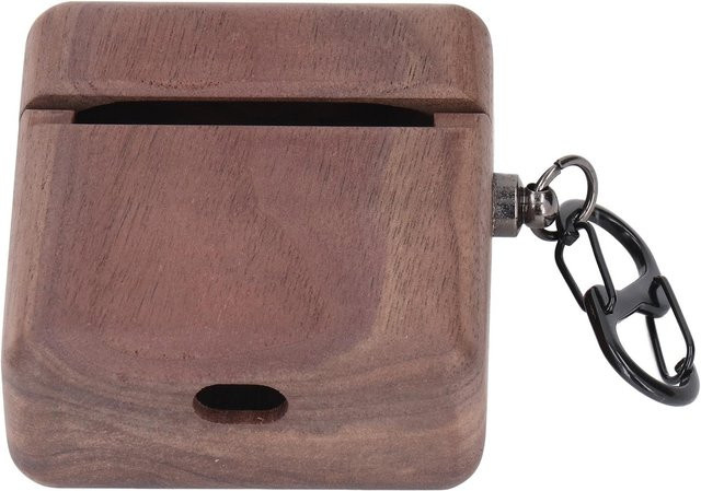 Handgefertigte Bluetooth Ohrhörer Etui Hülle aus Holz mit Mikrofaserfutter von DIYelecs in Grau und Braun - Bild 1