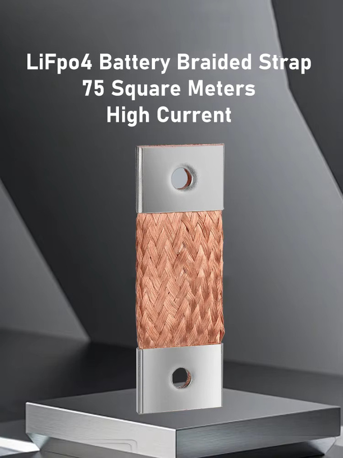 Flexibler Kupferverbinder 300A M8 aus Rotkupfer, geflochtenes Busbar-Band für LiFePO4 Batterien, 74 mm Länge - Bild 6