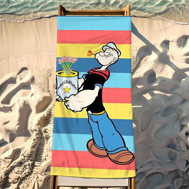 JMG Household Supplies Cartoon Popeye Strandtuch aus Mikrofaser, Mehrfarbig, B/H: 40 x 70 cm - Bild 1