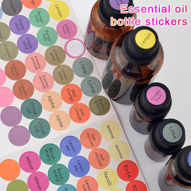 192 Stück bunte Aufkleber für ätherische Öl Flaschenverschlüsse, runde Etiketten für Doterra und Young Living Öle - Bild 1