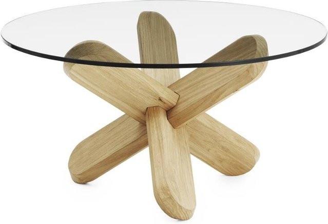 Normann Copenhagen Ding Couchtisch aus Eiche und Glas in Beige und Braun mit Rauchglas - Bild 1