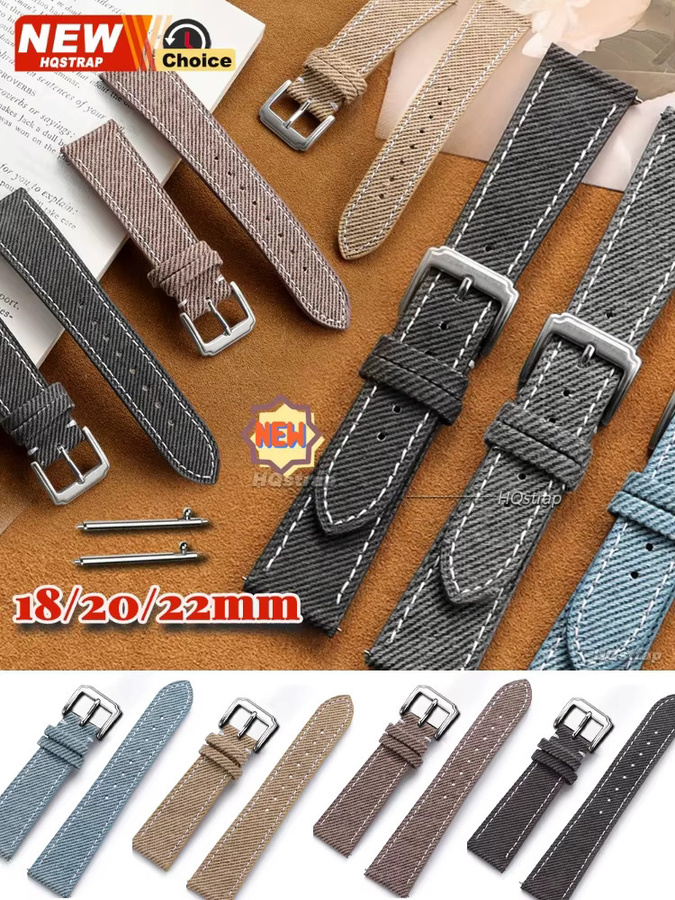 HQstrap Uhrenarmband Leder, Denim-Stil, Schwarz, Unisex - Bild 5