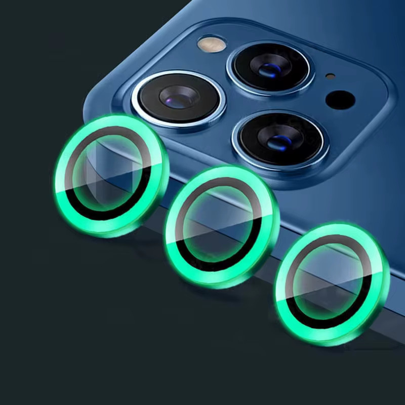 Leuchtende Keramik-Kameraschutzfolie für Apple iPhone 11 bis 17 Pro Max Plus in Green und Multicolour, 2-3 Stück Objektivring Glas Abdeckung - Bild 6