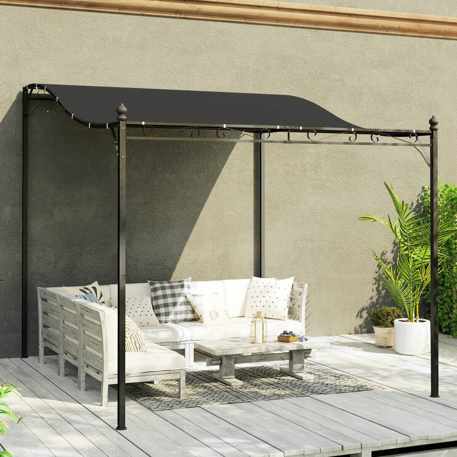 Outsunny Anbaupavillon aus Metall in Dunkelgrau mit Polyester-Dach, wandmontiert und modern, B/H/L: 298 x 250 x 248 cm - Bild 3