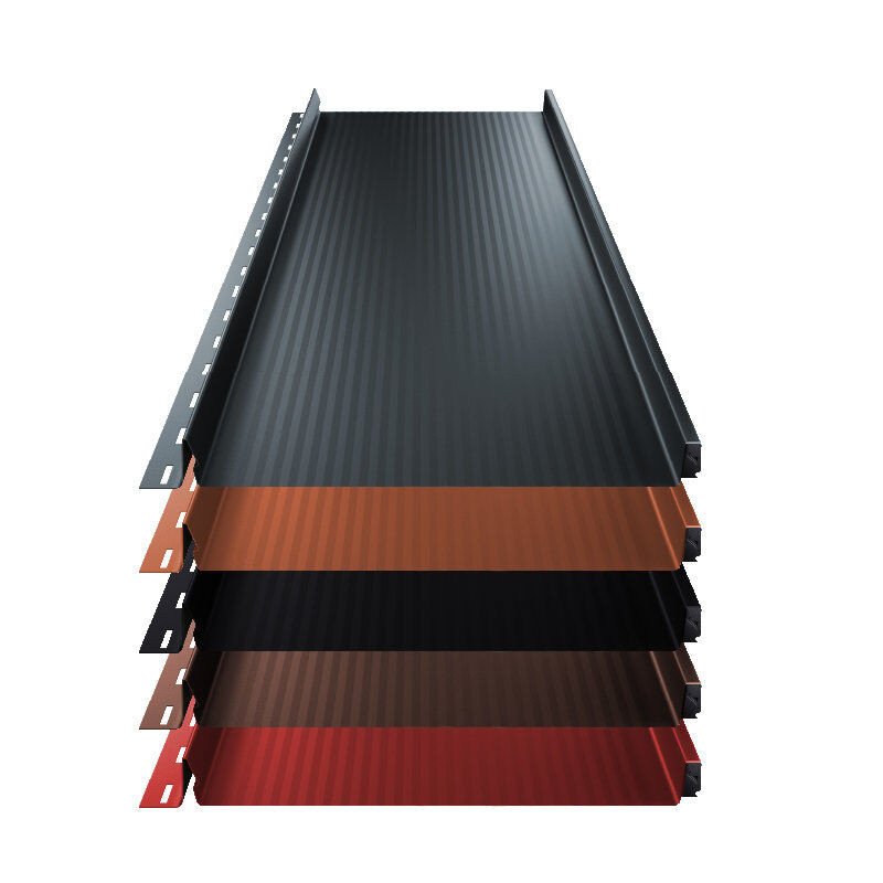 Stehfalz Terrano Dach und Wand aus Stahl in Schwarz von Blachotrapez GmbH mit Nanowelle und 25 µm ThyssenKrupp Polyester Beschichtung, Breite: 31,6 cm - Bild 1
