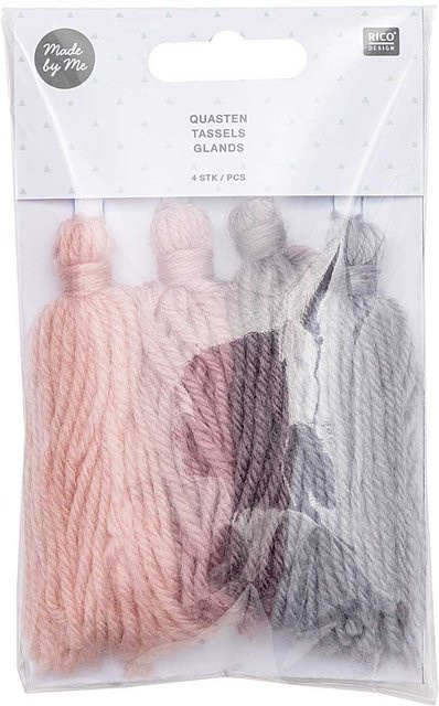 Rico Design Quasten aus Polyester in Smoky-Pastell, 4 Stück, Höhe: 9 cm - Bild 1
