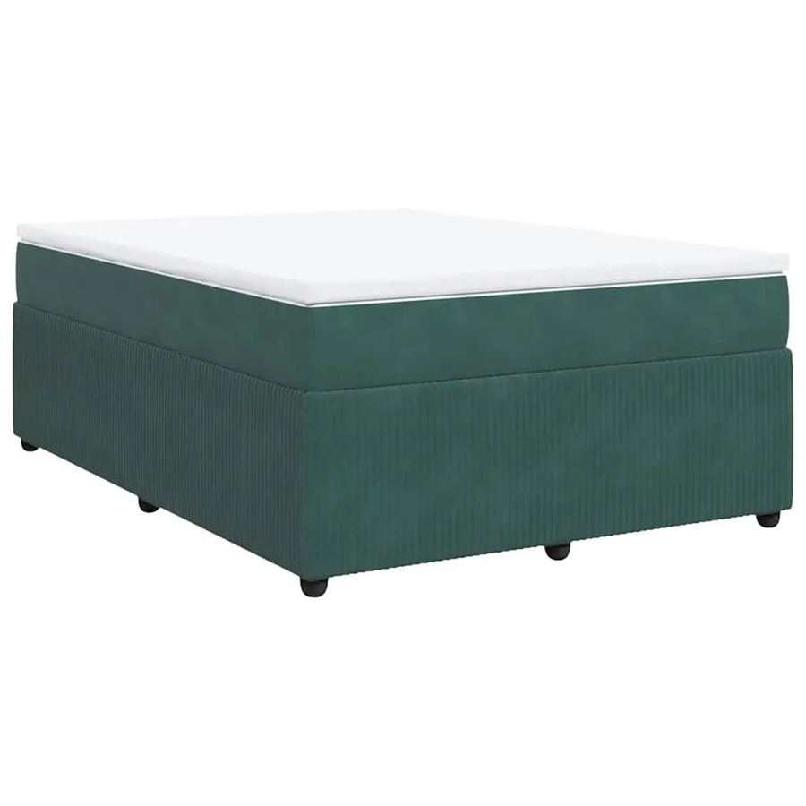 vidaXL Boxspringbett mit Matratze Dunkelgrün aus Samt, Hybridbett mit Taschenfederkern, B/T/H: 140 x 200 x 46 cm - Bild 2