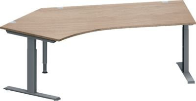 Schäfer Shop Genius Winkelschreibtisch MODENA FLEX mit 135° Winkel links, T-Fuß Rechteckrohr, Eiche/anthrazit, B: 2165 cm, T: 800 cm, H: 650-850 cm - Bild 1