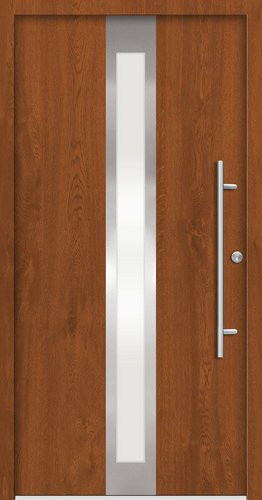 Splendoor Haustür RHODOS Prime aus Aluminium in Golden Oak Braun mit Glaseinsatz, Höhe: 210,0 cm, Breite: 110,0 cm, Tiefe: 7,0 cm - Bild 1