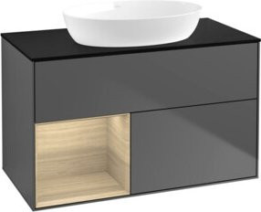V&B Waschtischunterschrank Finion 100 in Anthrazit mit offener Ablage - Bild 1