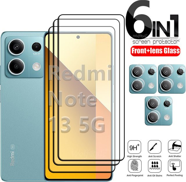 Xiaomi 6-in-1 Schutzset für Redmi Note 13 5G und Redmi Note 13 Pro 5G mit gehärtetem Full Screen Protector und Objektivglas in Transparent - Bild 1