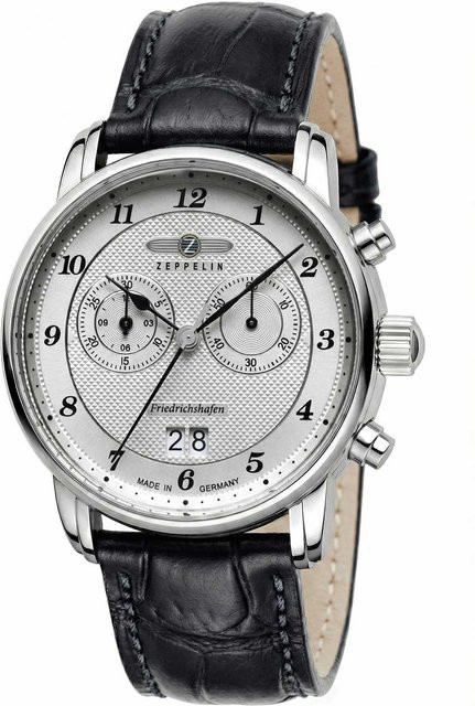 Zeppelin Chronograph, Quarz, Edelstahl, Leder, 40 mm, Herren - Bild 1