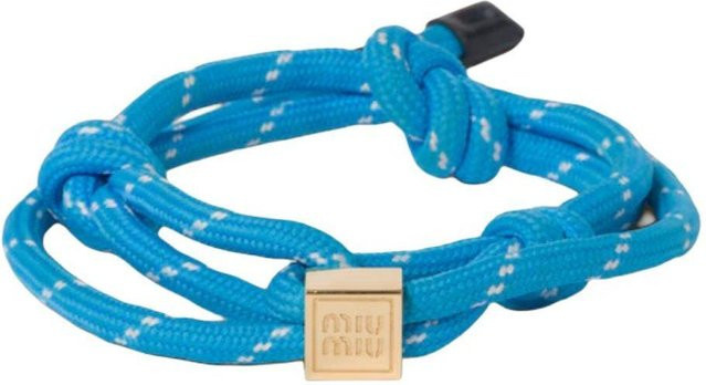 Miu Miu Armband, Nylon, Leder, Metallgewebe, Blau, Damen - Bild 1