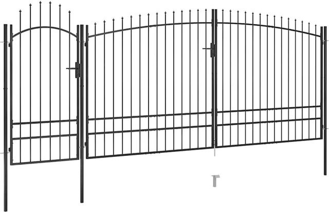 vidaXL Gartentor mit Speerspitzen Doppelstor Swing in Schwarz aus Stahl B: 5 m, H: 2,45 m - Bild 1
