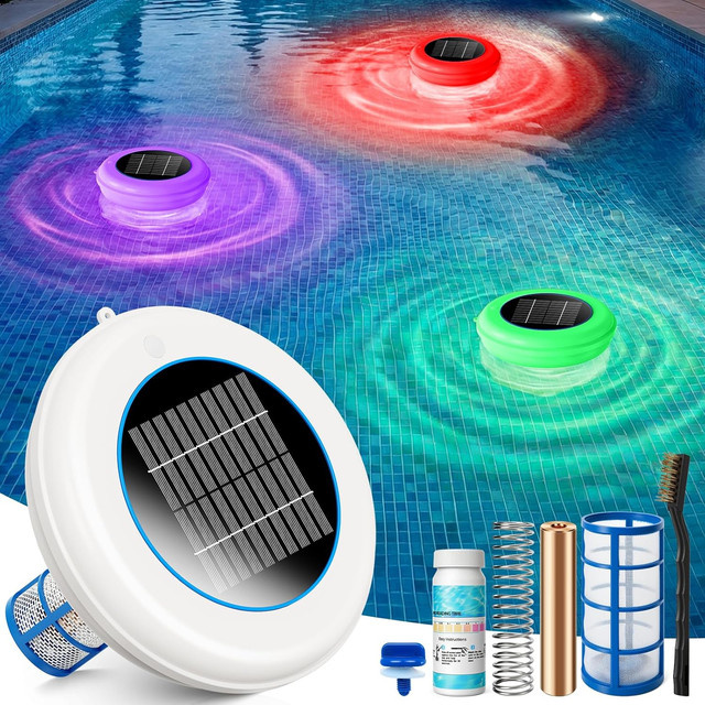 APWIKOGER Solarbetriebener Wasserreiniger in Weiß als Pool-Ionisator und Algenkiller für Schwimmbad, Whirlpool oder Spa mit Kupferanoden-Technologie - Bild 1