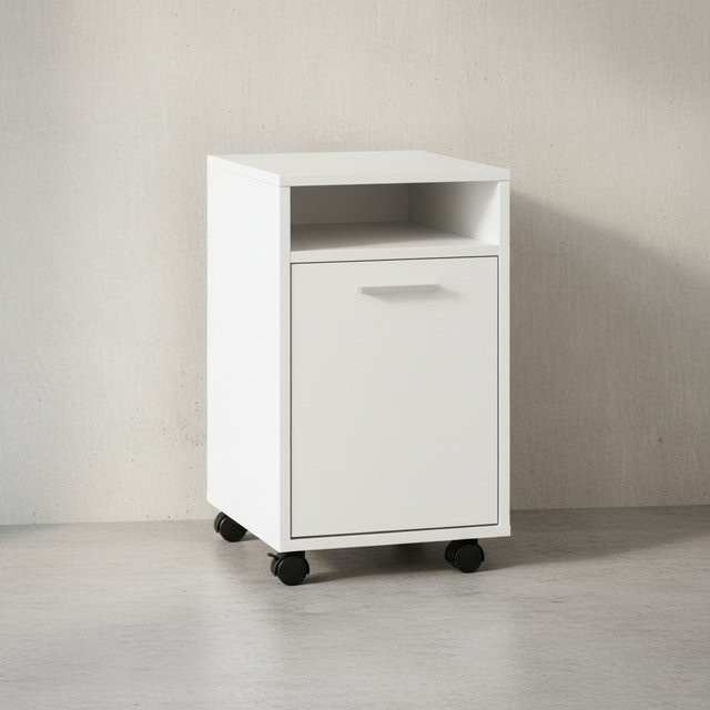 Rollcontainer KADIMA DESIGN OSSOLA in Weiß mit 2 Türfächern und Ablagefach auf Rollen - Bild 1