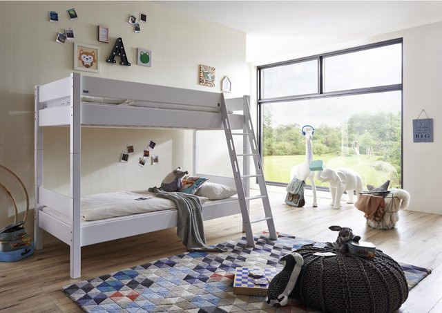 Relita Etagenbett STEFAN aus massiver Buche, weiß lackiert, 90 x 200 cm - Bild 1