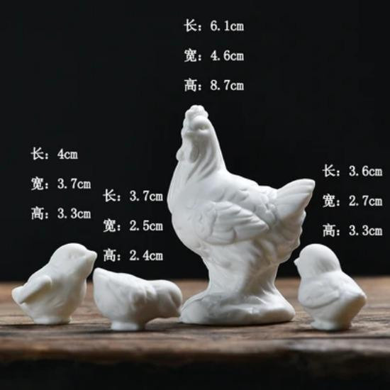 Tinika Chen Hühnerfiguren aus weißem Porzellan im pastoralen Stil als Tierstatue für deine Heimdekoration und Bonsai-Mikrolandschaft - Bild 2