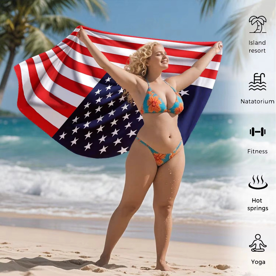 Potdemiel Strandtuch mit amerikanischer Flagge, gestreift, Multicolour, schnell trocknend aus Mikrofaser, Breite: 60 cm, Höhe: 40 cm - Bild 5