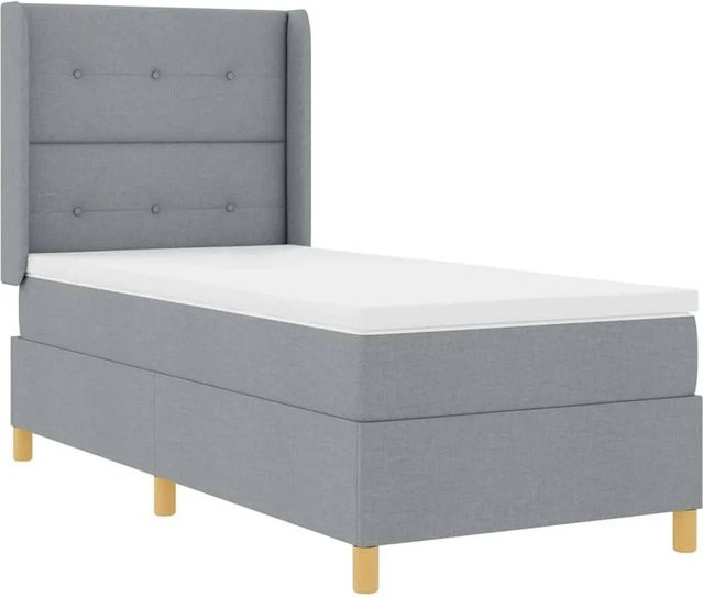 vidaXL Boxspringbett mit Matratze und Taschenfederkern in Hellgrau, B/T/H: 140 x 190 x 147 cm - Bild 1